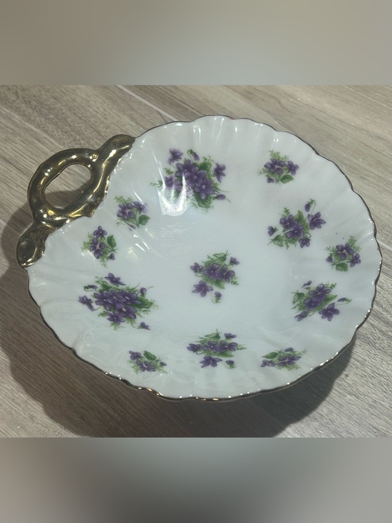 Lefton Other - Vintage Lefton China "Purple Violets" Shell Trinket Dish
